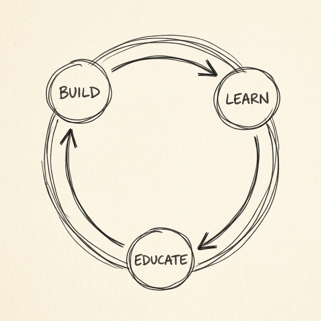 Contributor Flywheel: Build, Learn, Educate