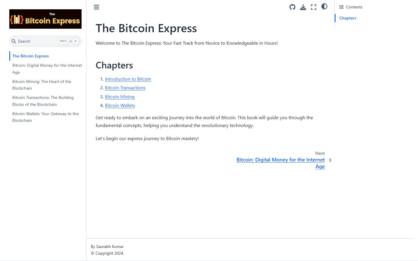 The Bitcoin Express open book