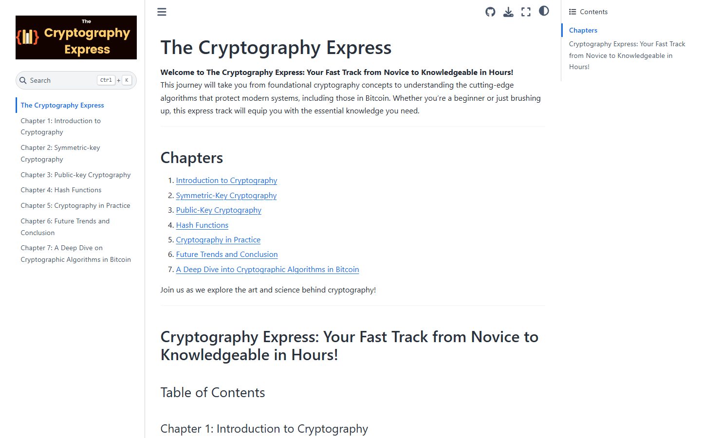 The Cryptography Express open book