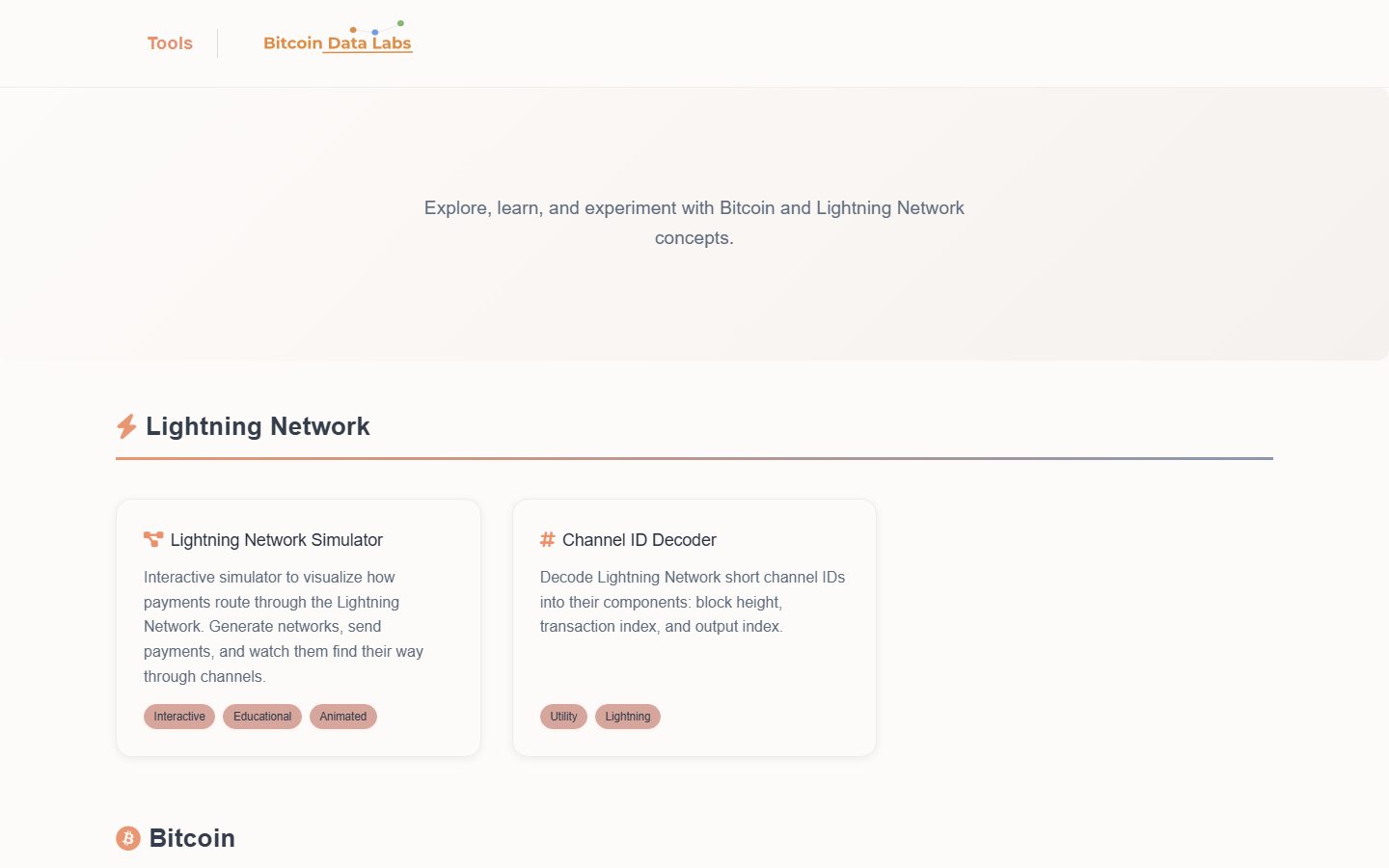Bitcoin and Lightning interactive tools